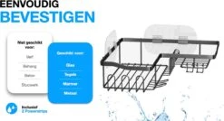 STRICX Doucherekhoek 2 Laags Zwart - Zonder Boren - Zelfklevend Doucherek - Doucherek - Doucherek Voor Badkamer/ Keuken - Doucherek Met Plakstrip - Keukenrek Met Plakstrip - Badrek Douche – Doucherek Hoekvorm - Badkamerrek Douchemandje -Merkloos Shop 1200x652