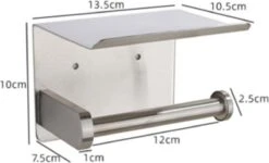 Toiletrolhouder RVS Kleur Met Telefoonhouder - Wc-rol Houder - Mobiele Telefoonhouder - Bevestigen Zonder Boren Toiletrolhouders Met Planchet -Merkloos Shop 1200x730