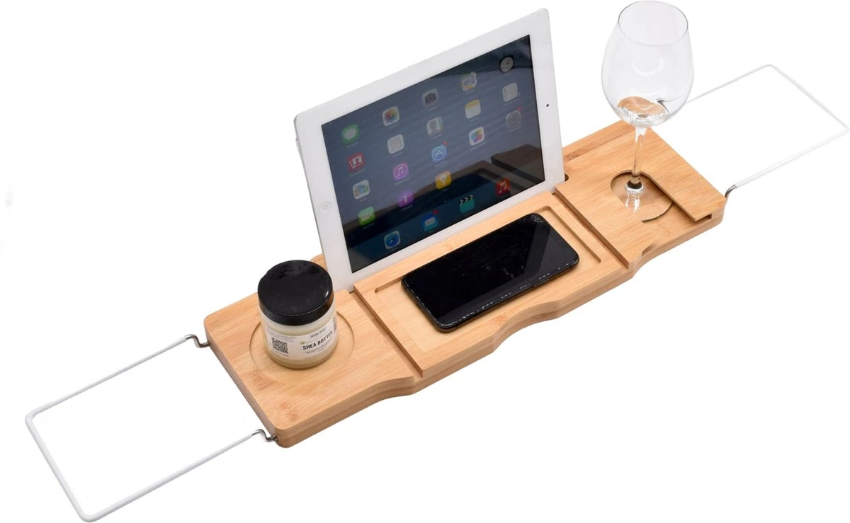Badrek Bamboe Met IPAD Houder Galeara - Tablethouder - Telefoonhouder - Anti-slip Krasbescherming Badcaddy Badkuiprekje - Badrekje Uitschuifbaar Bamboe Hout 3 Badrek Bamboe Met IPAD Houder Galeara - Tablethouder - Telefoonhouder - Anti-slip Krasbescherming Badcaddy Badkuiprekje - Badrekje Uitschuifbaar Bamboe Hout