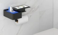 Toilet Rolhouder - Zwart - NEW MODEL 2023 - Met Tissue Houder En Plankje - Vergelijk Zelf Bakje Is Draaibaar Alles Kan Blijven Staan - Wc Rolhouder Zwart - Tissues Van Onder Of Boven - Boren Of Plakken -Merkloos Shop 1200x740