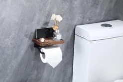 Lopoleis WC Rolhouder – WC-rolhouder – Luxe Toiletrolhouder Walnoothout – Zwart – Zelfklevend – WC Rolhouder Zonder Boren – Toiletrolhouder Met Plankje – WC Rolhouder Zwart – Badkamer Accessoires -Merkloos Shop 1200x800 11