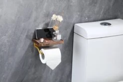 Lopoleis WC Rolhouder – Luxe Toiletrolhouder Walnoothout – Goud – Zelfklevend – WC Rolhouder Zonder Boren – Toiletrolhouder Met Plankje – WC Rolhouder Goud – Badkamer Accessoires -Merkloos Shop 1200x800 7