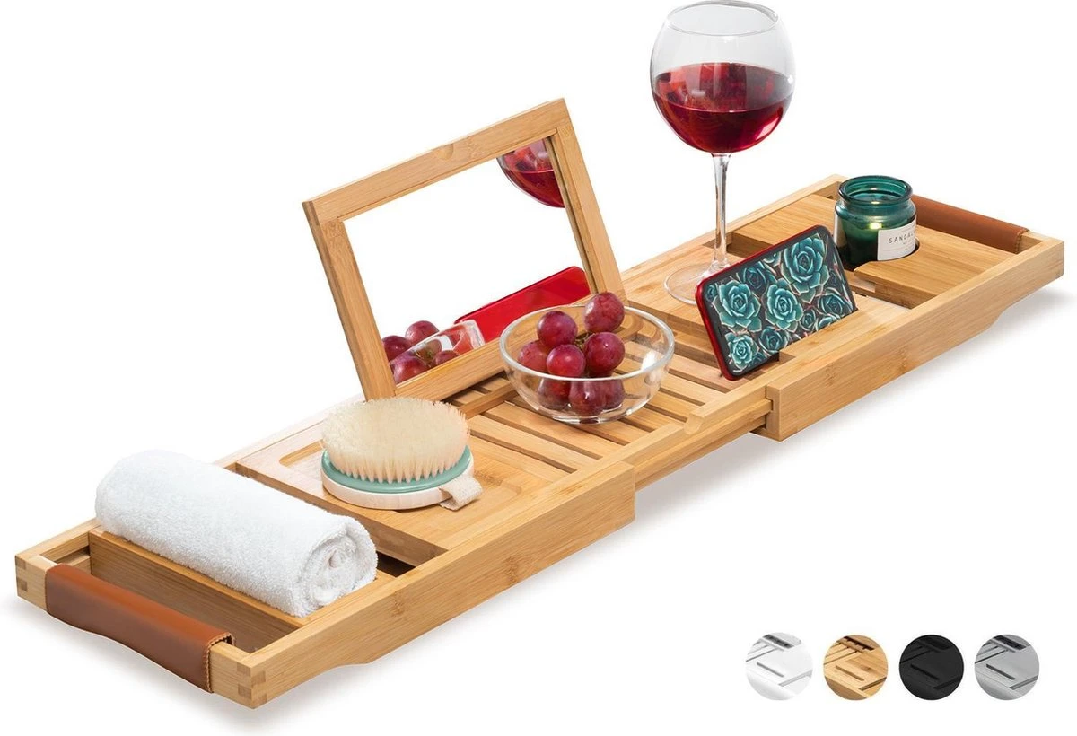 RelaxTub® Badplank - Badplank Voor In Bad - Badrek - Verstelbaar - Anti Slip - Badplank Bamboe - Badplank Hout - Badrekje Inclusief Boekenhouder, Tablethouder & Spiegel 3 RelaxTub® Badplank - Badplank Voor In Bad - Badrek - Verstelbaar - Anti Slip - Badplank Bamboe - Badplank Hout - Badrekje Inclusief Boekenhouder, Tablethouder & Spiegel