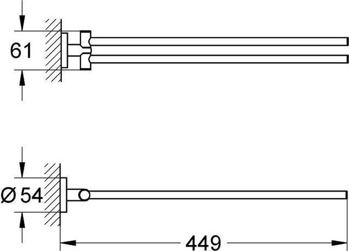 GROHE Essentials Handdoekhouder - Metaal - Chroom - 40371001 4 GROHE Essentials Handdoekhouder - Metaal - Chroom - 40371001 - Afbeelding 2