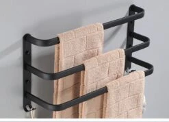 Handdoekrek Zwart - 3 Laags - Inclusief Montagemateriaal - Handdoekrek Badkamer - Handdoekstang