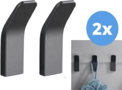 Ragnal® Zelfklevende Handdoekhaakjes RVS– Handdoekhouder- Handdoekhaak - Set Van 2 - Zwarte Handdoekhaken – Wandhaken - Waterbestendig - Handdoekhaakjes - Ophanghaken - Handdoekhaken - 3M Plakstrip - Zwarte Handdoekhaakjes - Mat Zwart -Merkloos Shop 1200x884