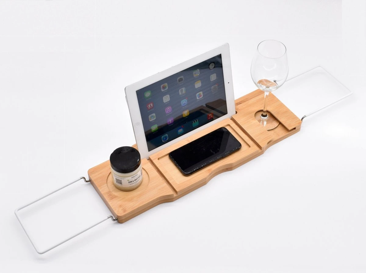 Badrek Bamboe Met IPAD Houder Galeara - Tablethouder - Telefoonhouder - Anti-slip Krasbescherming Badcaddy Badkuiprekje - Badrekje Uitschuifbaar Bamboe Hout 5 Badrek Bamboe Met IPAD Houder Galeara - Tablethouder - Telefoonhouder - Anti-slip Krasbescherming Badcaddy Badkuiprekje - Badrekje Uitschuifbaar Bamboe Hout - Afbeelding 3