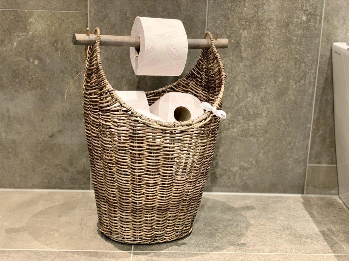 Toilet Rolhouder - Toilet Basket - Riet - Reserverolhouder - Opbergmand - Toiletrolhouder - Rattan - Wc - Rolhouder - Rollenmand 3 Toilet Rolhouder - Toilet Basket - Riet - Reserverolhouder - Opbergmand - Toiletrolhouder - Rattan - Wc - Rolhouder - Rollenmand
