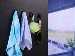 Handdoekhaakjes - Badkamer Zelfklevend – 4 Stuks – RVS - Zwart -Merkloos Shop 1200x902