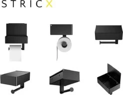 STRICX Toiletrolhouder - Zwart - Zonder Boren - Toilet Rol Houder Tissuebox - Zelfklevend - WC Rolhouder Met Opbergvak Voor Babydoekjes - Met Plankje - Toiletaccessoires -Merkloos Shop 1200x935 1