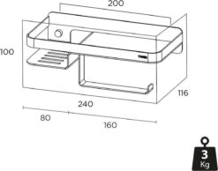 Tiger Caddy - Toiletrolhouder Met Planchet 24 Cm - RVS Geborsteld -Merkloos Shop 1200x942