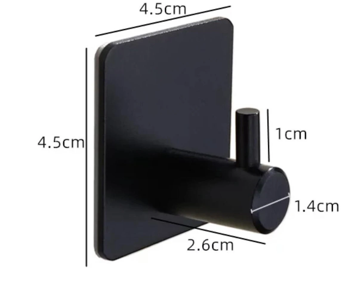 Trendfield Handdoekhaakjes Zelfklevend Zwart - 2 Vierkante Zwarte Handdoek Haakjes - Handdoekhaak - Zwart 4 Trendfield Handdoekhaakjes Zelfklevend Zwart - 2 Vierkante Zwarte Handdoek Haakjes - Handdoekhaak - Zwart - Afbeelding 2