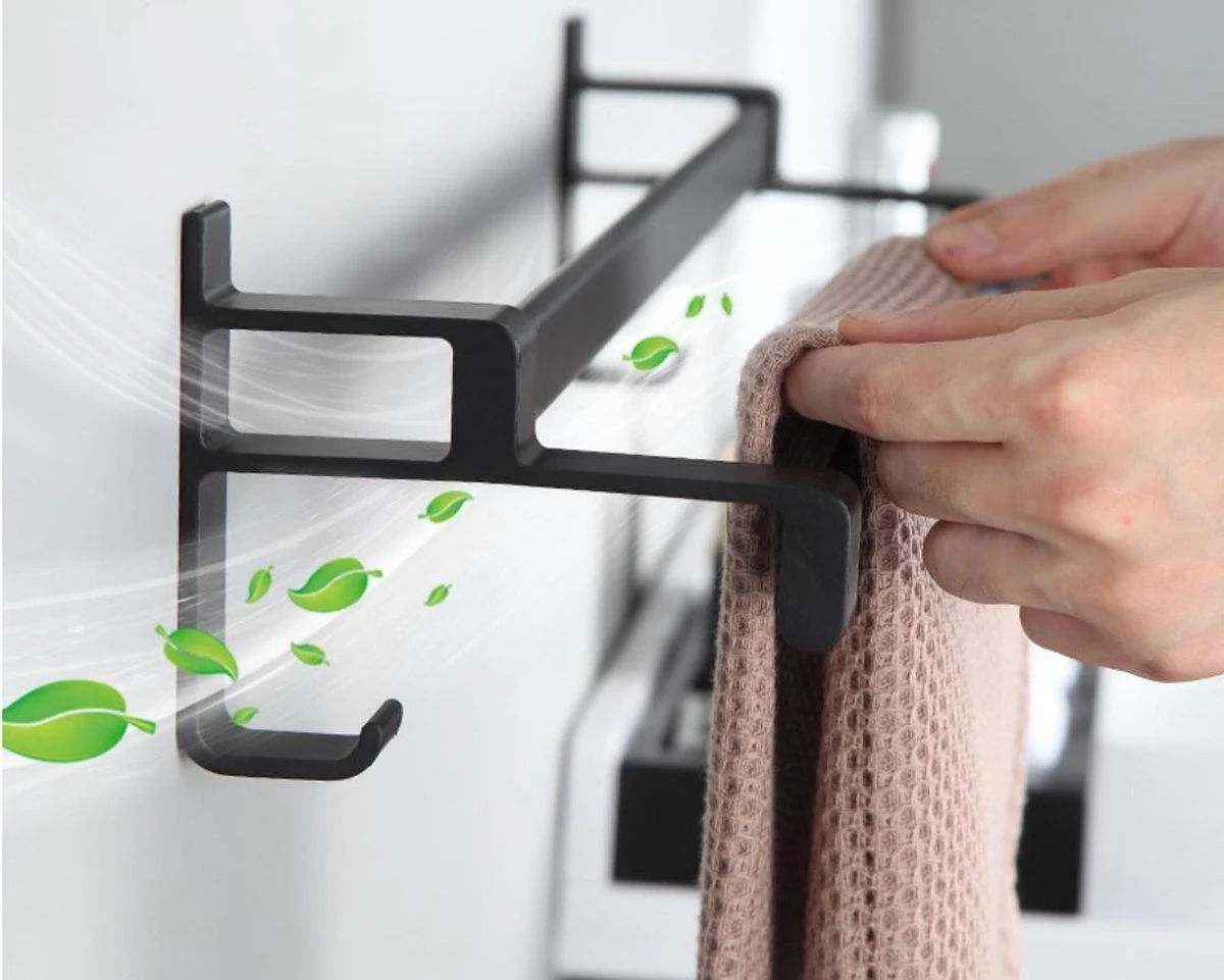 Merkloos Cgoods Handdoekrek Dubbele Stang Zonder Boren - Handdoekrek Badkamer - Handdoekhouder - Handdoekstang - 60CM 9 Merkloos Cgoods Handdoekrek Dubbele Stang Zonder Boren - Handdoekrek Badkamer - Handdoekhouder - Handdoekstang - 60CM - Afbeelding 7