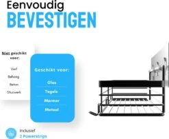 RVS Doucherek Zelfklevend Zonder Boren Zwart - Douchemandje Met 15KG Draagvermogen - Planchet Badkamerrek - Shower Rack - 31x10cm -Merkloos Shop 1200x982 1