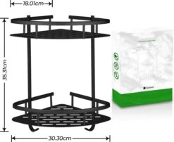 Zelfklevend Doucherek 2 Laags +Douche Bal - RVS - Mat Zwart -Merkloos Shop 1200x983