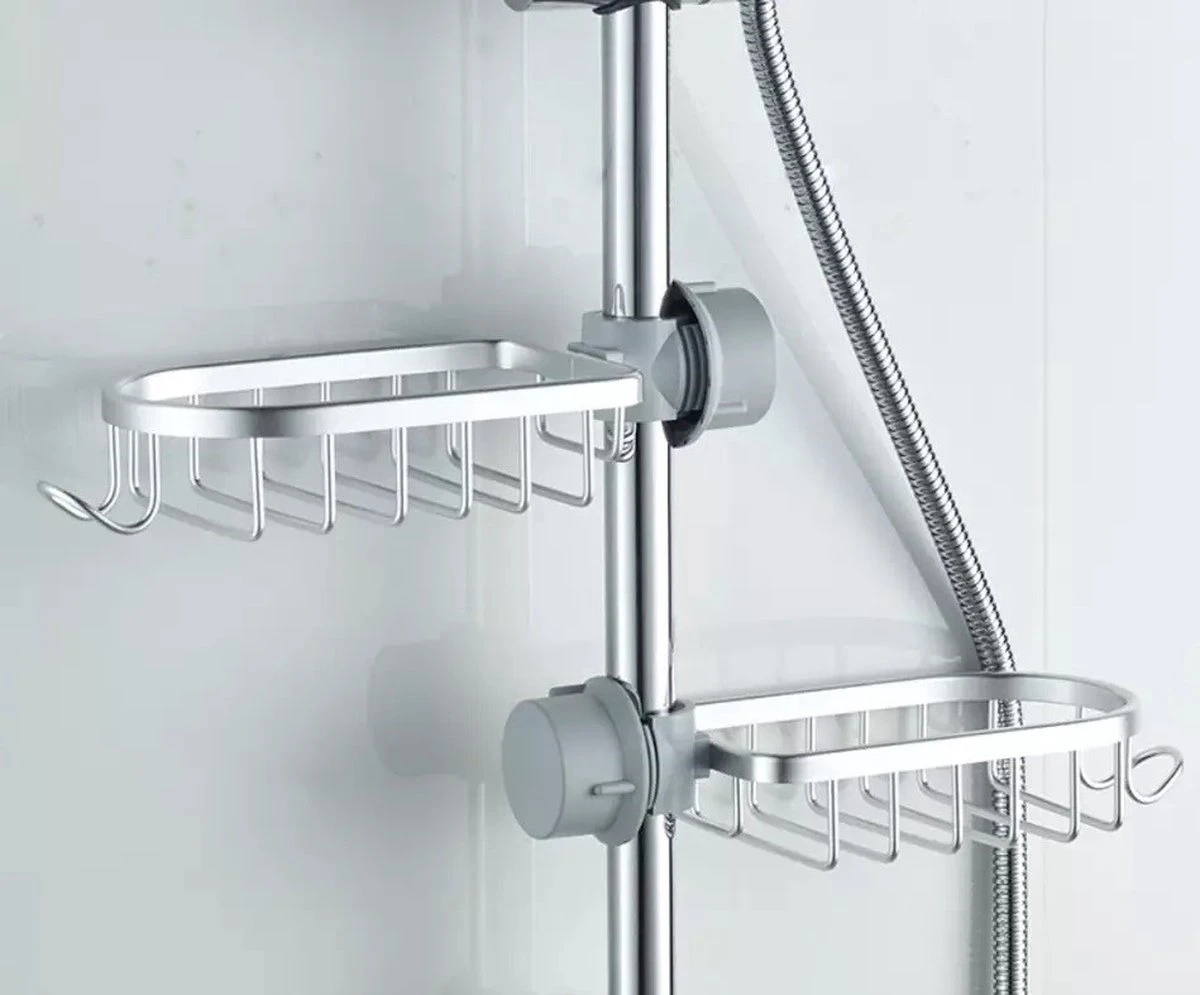 MLN Basics® Doucherek | Chroom | Zonder Boren Of Zuignap 4 MLN Basics® Doucherek | Chroom | Zonder Boren Of Zuignap - Afbeelding 2