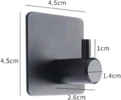 Plakhaakjes - Handdoekhaakjes - Ophanghaak - Wandhaak - Vaatdoekhouder - Zelfklevend - RVS - Zwart -Merkloos Shop 1200x997