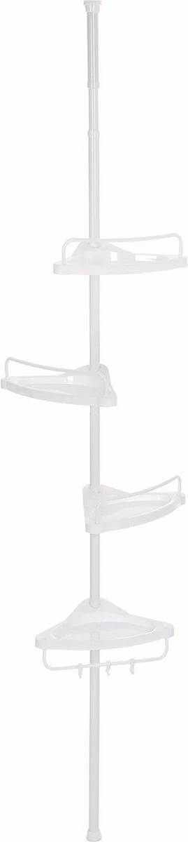 Merkloos Telescopisch Douche Rek Met 4 Lagen - Verstelbaar Bad / Douche Hoekrek Opbergrek - Uitschuifbaar Van 85-305 Cm - Wit 10 Merkloos Telescopisch Douche Rek Met 4 Lagen - Verstelbaar Bad / Douche Hoekrek Opbergrek - Uitschuifbaar Van 85-305 Cm - Wit - Afbeelding 8