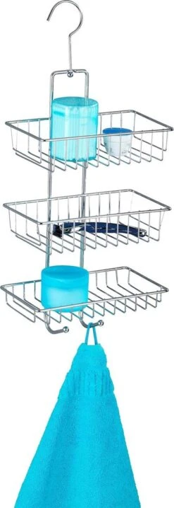 WENKO Doucherek Nivala 3-laags Chroom - Doucherek Zonder Boren - Doucherek Hangend -Merkloos Shop 413x1200 1