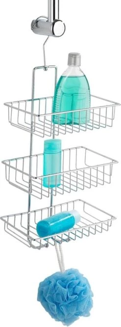 WENKO Doucherek Nivala 3-laags Chroom - Doucherek Zonder Boren - Doucherek Hangend -Merkloos Shop 444x1200