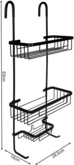 Recalma Doucherek 3 Laags - Monteren Zonder Boren - Zwart - Zuignap - Ook Voor Grote Flessen - Opbergrek Douche - 3 Etages -Merkloos Shop 536x1200