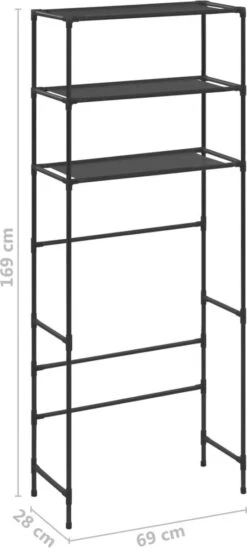 VidaXL Opbergrek Voor Boven Wasmachine 3-laags 69x28x169 Cm Zwart -Merkloos Shop 541x1200