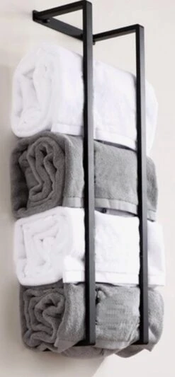 Handdoekrek - 40 Cm - RVS - Handdoekhouder BaderiQ Paris Small - MODEL 2023 - Badkamer Of Toiletruimte - Schroeven Of Plakken - Handdoekenhouders - Handdoekhaak - Rvs Mat Zwart Poedercoating - Small H40xB20xD14 - Ook Beschikbaar In 70 Cm -Merkloos Shop 556x1200