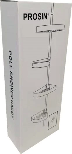 PROSIN® Telescopisch Doucherek - Shower Rack - Shower Caddy - Mat Zwart - Verstelbaar 108-274cm - 4 Lagen - Badkamerrek - Hoekrek - Opbergrek - Keukenrek - Kruidenrek - Keukenrek Staand -Merkloos Shop 567x1200