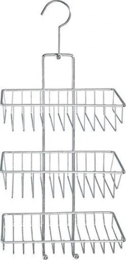 WENKO Doucherek Nivala 3-laags Chroom - Doucherek Zonder Boren - Doucherek Hangend -Merkloos Shop 582x1200