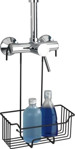 WENKO Doucherek Milo 25x36cm RVS Zwart - Doucherek Zonder Boren - Doucherek Hangend Zwart -Merkloos Shop 601x1200 1