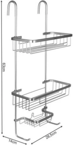 Recalma Doucherek 3 Laags - Monteren Zonder Boren - Zilver - Zuignap - Ook Voor Grote Flessen - Opbergrek Douche - 3 Etages -Merkloos Shop 607x1200 1