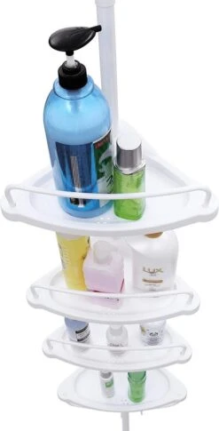 Hoppa! Telescopisch Doucherek Zonder Boren / Uitschuifbaar Douche Rek Van 85-305 Cm - Badopbergrek - Wit -Merkloos Shop 611x1200 2