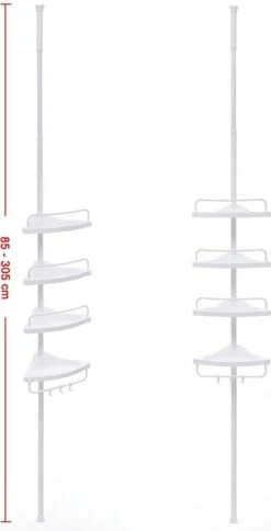 Hoppa! Telescopisch Doucherek Zonder Boren / Uitschuifbaar Douche Rek Van 85-305 Cm - Badopbergrek - Wit -Merkloos Shop 613x1200 2