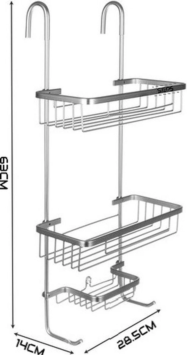 SIEPS Luxe Doucherek Zilver - Doucherek Zonder Boren - Doucherek Hangend - Doucherekje - Doucherekjes - Aluminium 4 SIEPS Luxe Doucherek Zilver - Doucherek Zonder Boren - Doucherek Hangend - Doucherekje - Doucherekjes - Aluminium - Afbeelding 2
