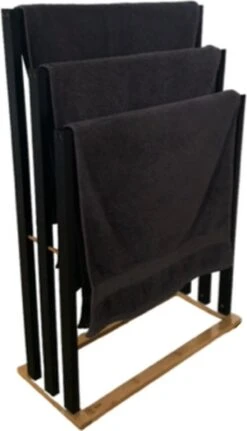 Handdoekrek Badkamer - Handdoekrek - Handdoekladder - Handdoekrek Zonder Boren - Handdoekrek Vrijstaand - Handdoekenrek Badkamer - Handdoekenrek Vrijstaand - Handdoekenrek - Handdoekenladder - Zwart - Hout - Zonder Boren -Merkloos Shop 687x1200