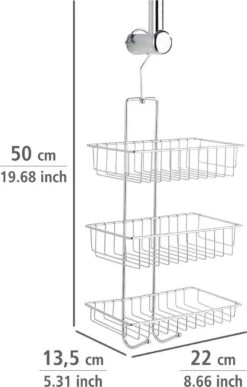 WENKO Doucherek Nivala 3-laags Chroom - Doucherek Zonder Boren - Doucherek Hangend -Merkloos Shop 765x1200 3
