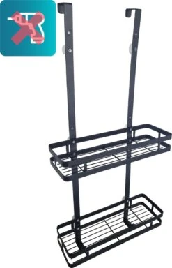 L'eauxe Doucherek Hangend Zonder Boren - Ophangbaar Badkamerrek Aan Douchewand - Opbergrek - Badkamer Accessoires - RVS - Zwart - Cadeau -Merkloos Shop 772x1200