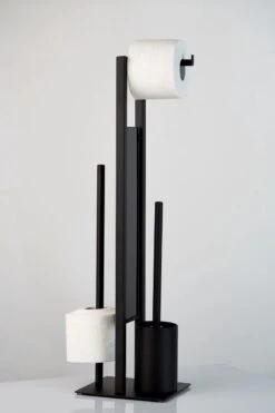 WENKO Toiletbutler Rivalta Zwart - Toiletborstel Met Houder, Toiletrolhouder En Reserverolhouder -Merkloos Shop 799x1200 7