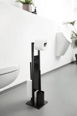 WENKO Toiletbutler Rivalta Zwart - Toiletborstel Met Houder, Toiletrolhouder En Reserverolhouder -Merkloos Shop 799x1200 9