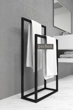 Pochon Home - Handdoekrek Metaal - Mat Zwart - Vrijstaand - Metaal - Handdoekhouder - 2 Rails -Merkloos Shop 800x1200 13