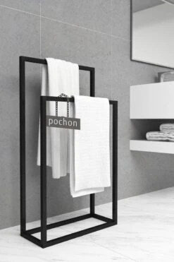 Pochon Home - Handdoekrek Metaal - Mat Zwart - Vrijstaand - Metaal - Handdoekhouder - 2 Rails -Merkloos Shop 800x1200 14