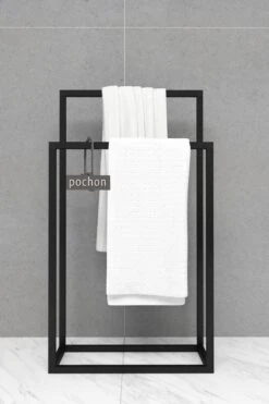 Pochon Home - Handdoekrek Metaal - Mat Zwart - Vrijstaand - Metaal - Handdoekhouder - 2 Rails -Merkloos Shop 800x1200 15