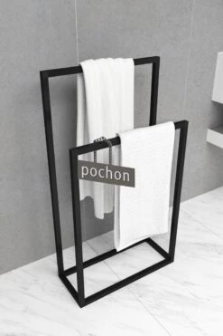 Pochon Home - Handdoekrek Metaal - Mat Zwart - Vrijstaand - Metaal - Handdoekhouder - 2 Rails -Merkloos Shop 800x1200 16
