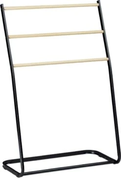 Relaxdays Handdoekrek Badkamer - Handdoekenrek Staand - Handdoekhouder - Metaal - 3 Roedes -Merkloos Shop 814x1200