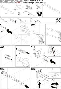 Sagittarius One 400S1-B Handdoekrek Zwart | Handdoekrek Badkamer | Handdoekenrek Zwart | Handdoekenrek Badkamer | Handdoekstang Zwart 40 Cm | Handdoekhouder Zwart -Merkloos Shop 827x1200