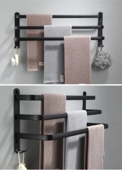 Handdoekrek Zwart - 3 Laags - Inclusief Montagemateriaal - Handdoekrek Badkamer - Handdoekstang -Merkloos Shop 861x1200