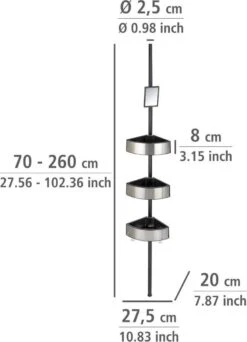 WENKO Telescopisch Doucherek Big Black 3-laags Met Spiegel Zilver/zwart - Bevestigen Zonder Boren -Merkloos Shop 866x1200