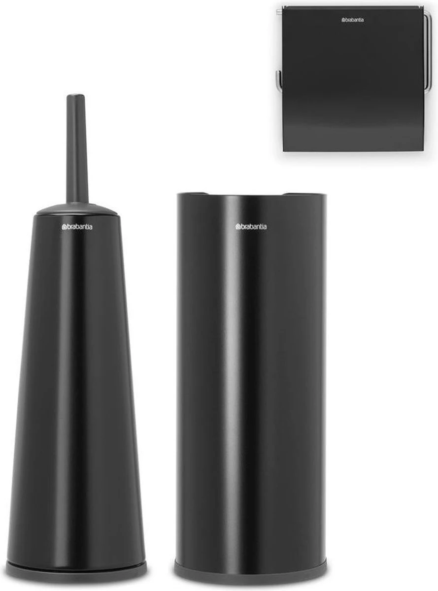 Brabantia ReNew Toiletaccessoires - 3-delig - Matt Black 3 Brabantia ReNew Toiletaccessoires - 3-delig - Matt Black