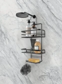 Tomado - Metaltex - Origin Line - Doucherek Met Haak - 23x12x38/47cm - Zwart -Merkloos Shop 890x1200