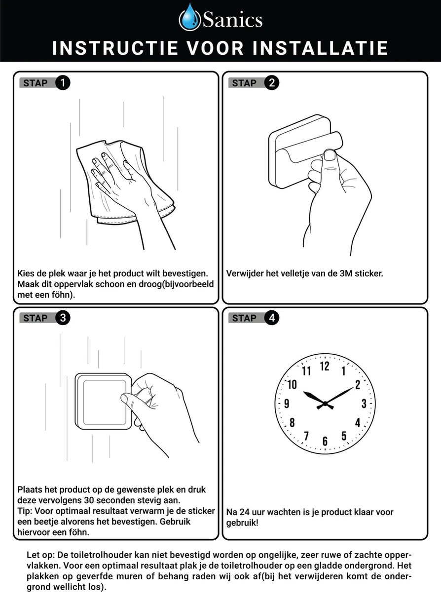Sanics WC Rolhouder Zonder Boren - Toiletrolhouder Zelfklevend - Closetrolhouder Zwart/RVS 10 Sanics WC Rolhouder Zonder Boren - Toiletrolhouder Zelfklevend - Closetrolhouder Zwart/RVS - Afbeelding 8